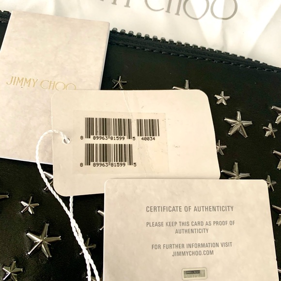 Jimmy Choo Carter BLS Biker Leather Star Studded Clutch Unisex - Picture 10 of 12